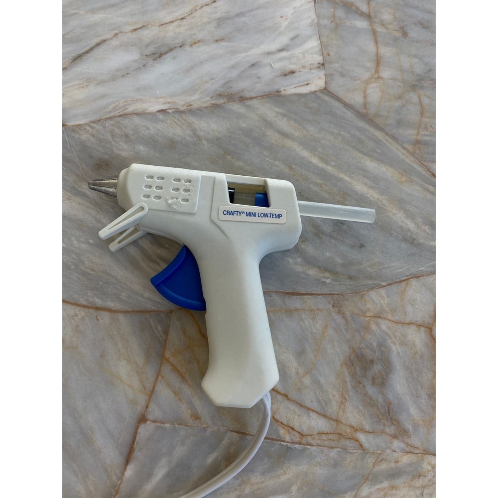Crafty Mini Low-Temp Glue Gun LT-160 White Blue 10W Corded Electric Craft Tool